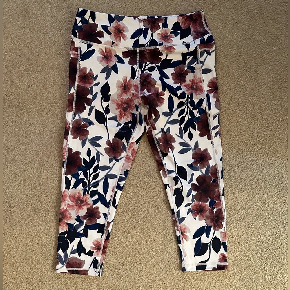 Senita skin leggings - blue and pink floral - L